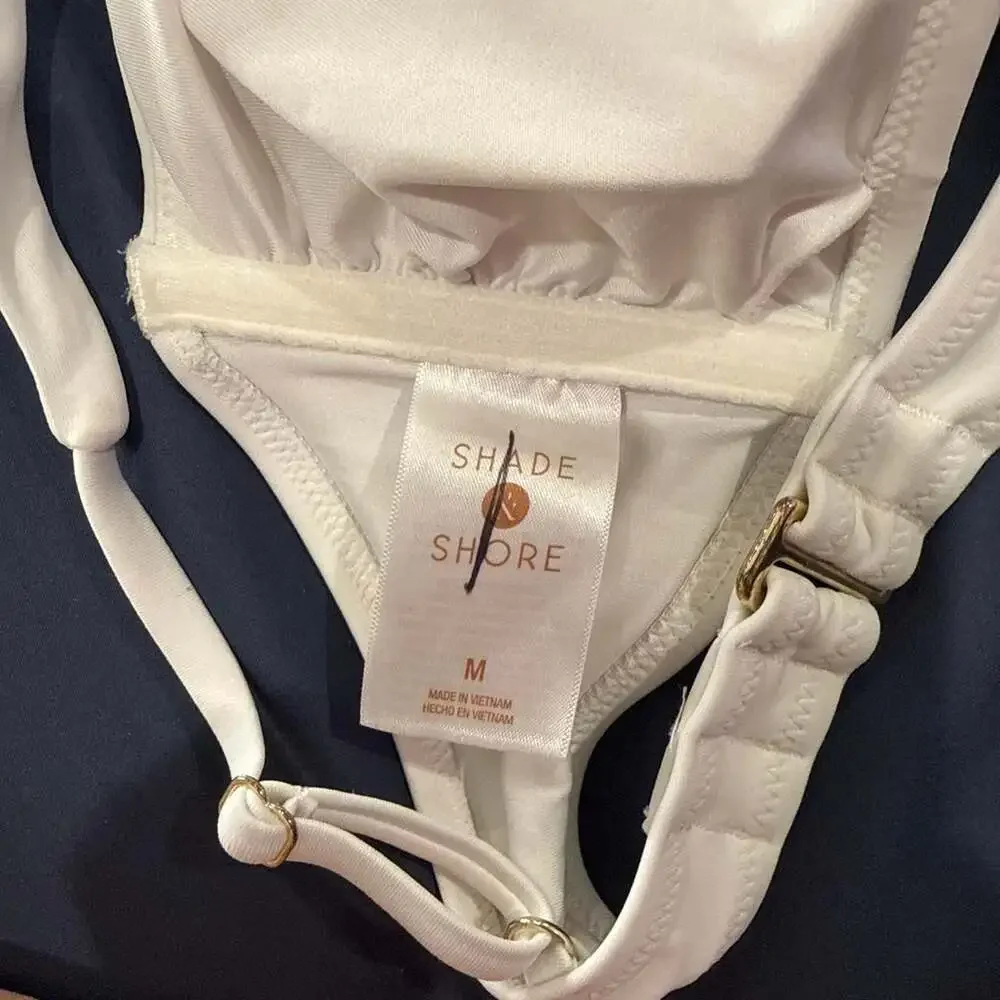 Shade & Shore White One Shoulder Ring Bikini Top